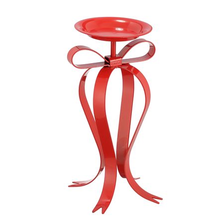 Candle Holder Bow Red 28x14cm
