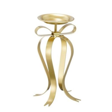 Candle Holder Bow Champagne 28x14cm