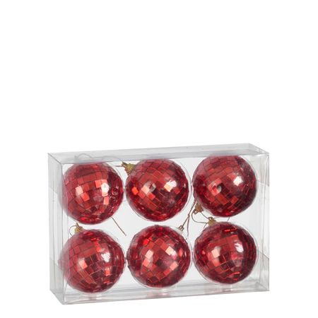 Bauble Mirror Ball Red 6cm X6