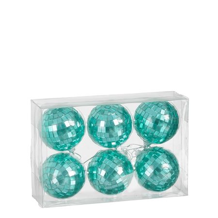 Bauble Mirror Ball Turq 6cm X6