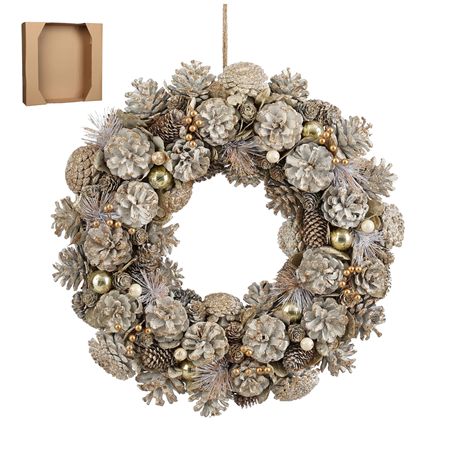 Wreath Dried Hanley White 45cm