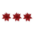 Clip Poinsettia X3 Red 10x3cm (PACK OF 3)