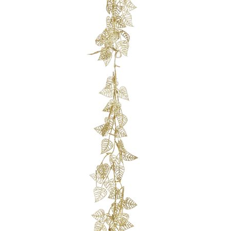 Garland Leaves Glittered Gold 180cm