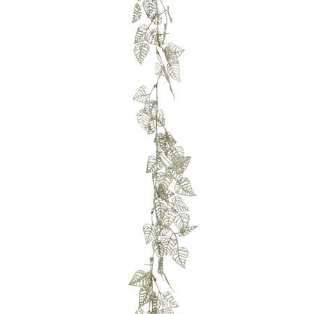 Garland Leaves Glittered Light Green 180cm