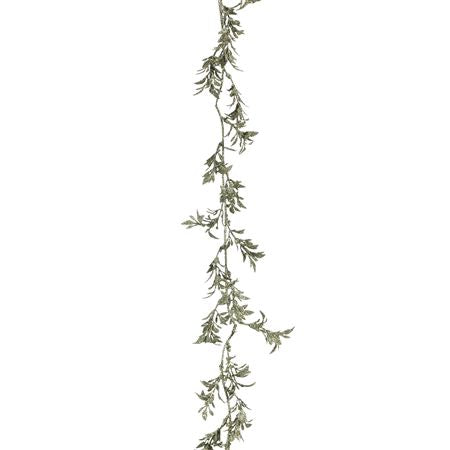 Garland Leaves Glittered Light Green 180cm
