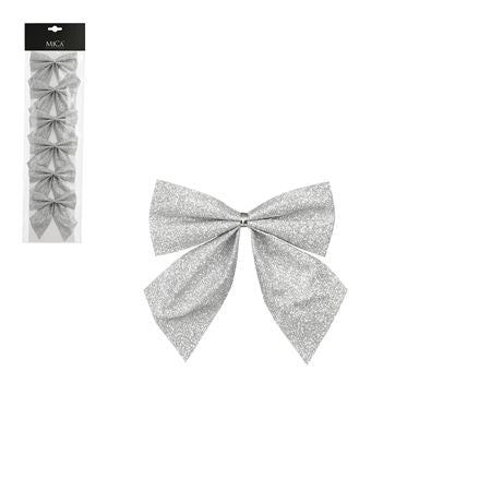 Bow Silver 12x10cm X6  (PACK OF 3)