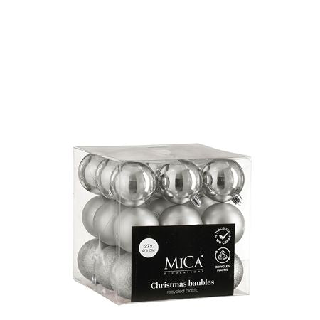 Bauble Unbreakable 6cm Silver X27