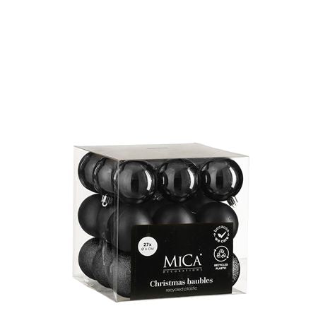 Bauble Unbreakable 6cm Black X27