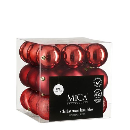 Bauble Unbreakable 8cm Red X27