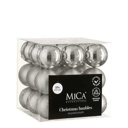 Bauble Unbreakable 8cm Silver X27