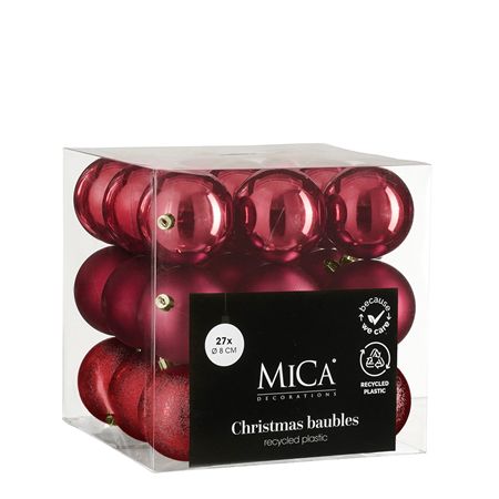 Bauble Unbreakable 8cm Dark Red X27