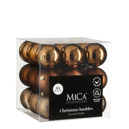 Bauble Unbreakable 8cm Brown X27