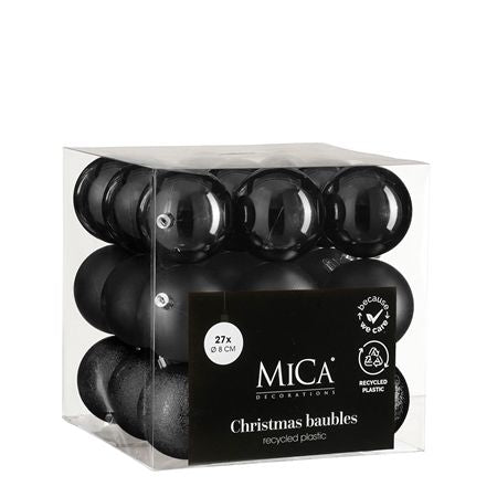 Bauble Unbreakable 8cm Black X27