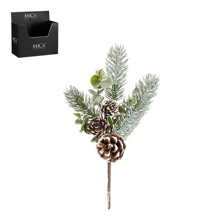 Pick Pine Cone Green 25cm  (PACK OF 3)