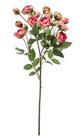 Artificial Rose Mini Spray Pink Green 57cm