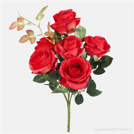 Artificial Rose Bouquet X6 Heads Red 58cm