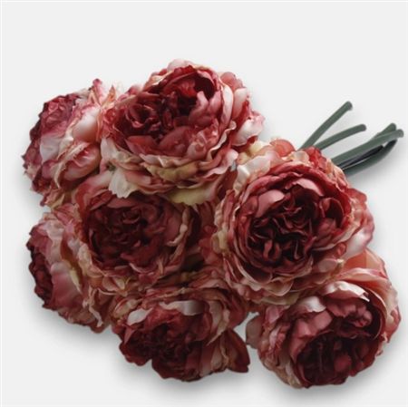 Artificial Peony Bouquet X 7 Pink Coral