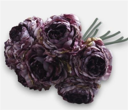 Artificial Peony Bouquet X 7 Purple