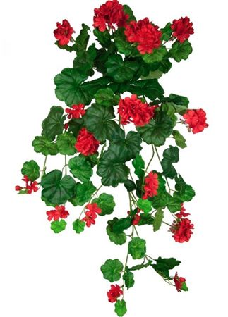 Artificial Geranium Hanging Bush Red X 7 80cm
