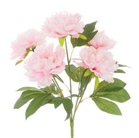 Artificial Peony Bush X5 Pink 47cm