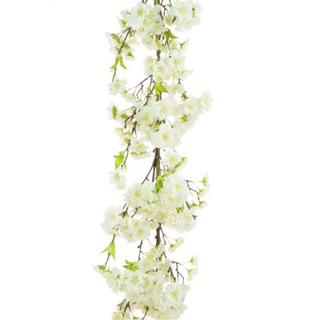 Artificial Garland Blossom White 120cm
