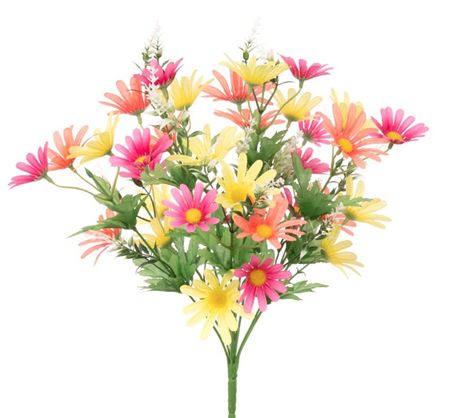 Artificial Daisy Bush Pink Yellow Mix 44cm (PACK OF 2)