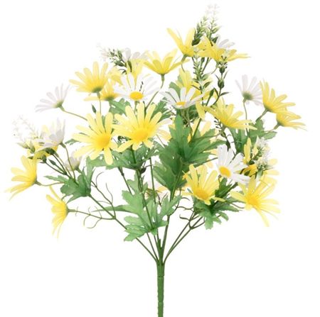 Artificial Daisy Bush White Yellow Mix 44cm (PACK OF 2)