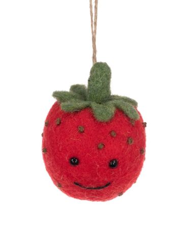 Felt Strawberry Hanger 8cm (pack of 2)