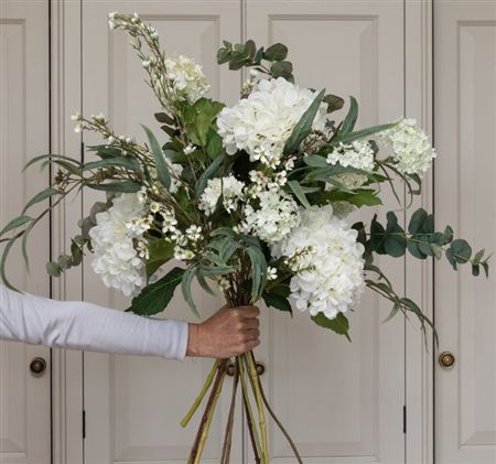 Artificial Bouquet Luxury White Hydrangea Eucalyptus
