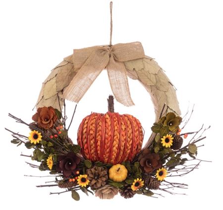 Wreath Raffia Pumpkin 52cm