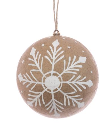 Papier Mache Snowflake Bauble 8cm