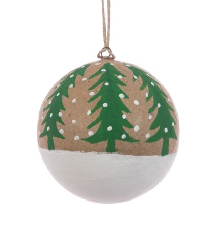 Papier Mache Tree Bauble 8cm