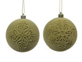 Bauble Flock Green 8cm X4