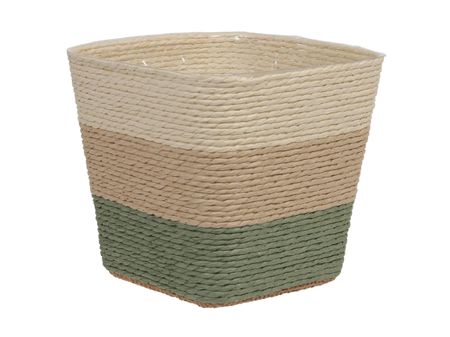 Paper Basket Square Green 12cm  (PACK OF 2)