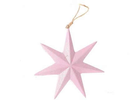 Hanging Star Shiny 16cm Pink (PACK OF 3)