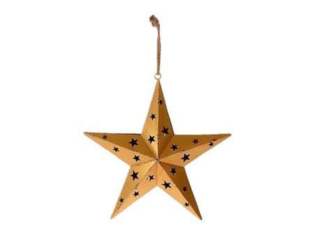 Iron Hollow Star Pendant Old Gold