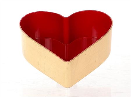 Plastic Bowl Heart Melam Red Gold 22cm (pack of 2)