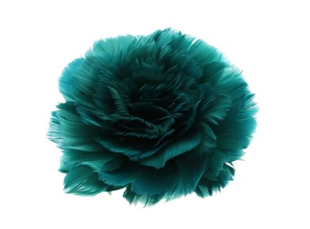 Feather Rose Clip Teal 11cm X6