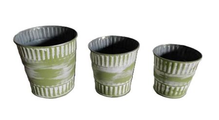 Zinc Pot Jinan Green Set Of 3 (PACK OF 2)
