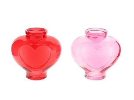 Vase Heart Glow Pink 11.8x7.3x11.5cm (PACK OF 3)