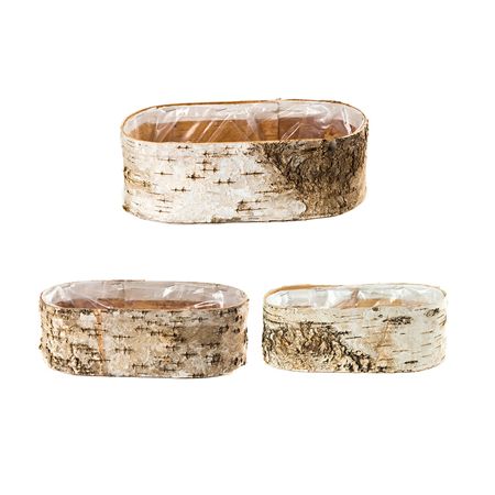 Basket Planter Set Of 3 Birch Bark 27cm