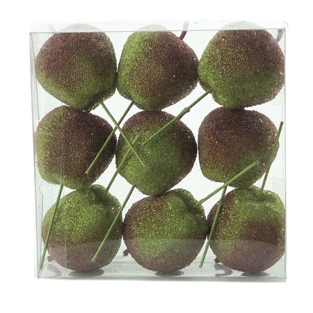 Apples Sugar On Wire 5cm Green X9