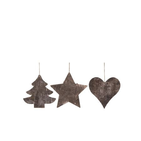 Hanger Birch Bark X3 10cm Natural