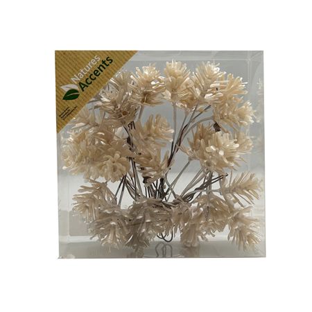Pinecone On Wire X30 White 3cm