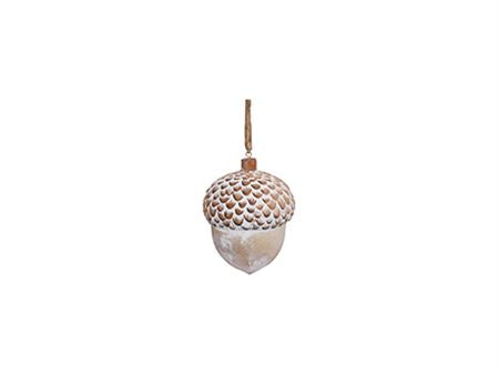 Hanger Acorn Wood 8cm White Washed