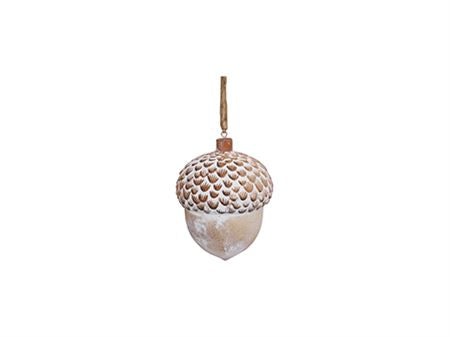Hanger Acorn Wood 11cm White Washed (PACK OF 2)