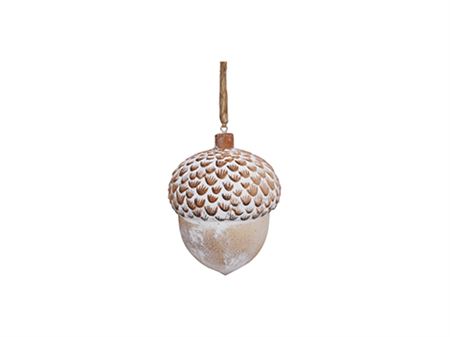 Hanger Acorn Wood 16cm white Washed