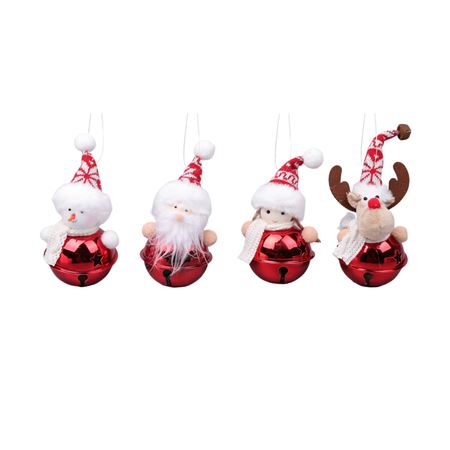 Deco Hanging Bell Snowman Red 13cm