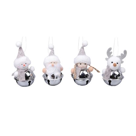 Deco Hanging Bell Reindeer Silver 13cm