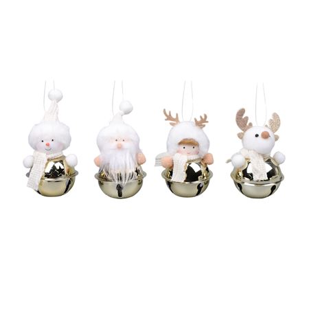 Deco Hanging Bell Santa Gold 13cm